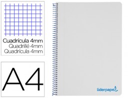 Cuaderno espiral Liderpapel Wonder A4 tapa plástico 80h 90g c/5mm. color gris